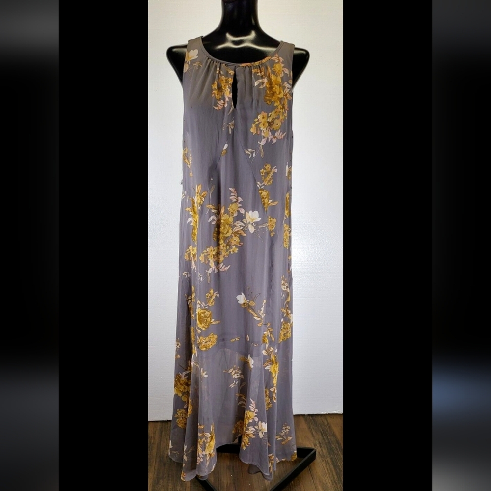 Catos Floral Maxi Dress in Gray and Yellow